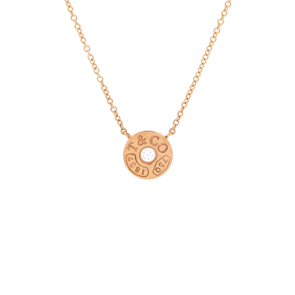 Tiffany & Co. 1837 Circle Pendant Necklace 18K Rose Gold with Diamond